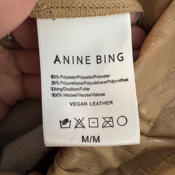 Anine Bing Classic Tan Wide-Leg Pants Vegan Leather - Picture 8 of 8